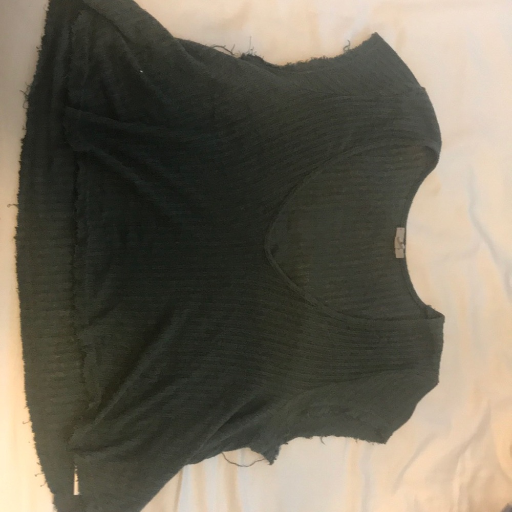 Green grey knit crop top